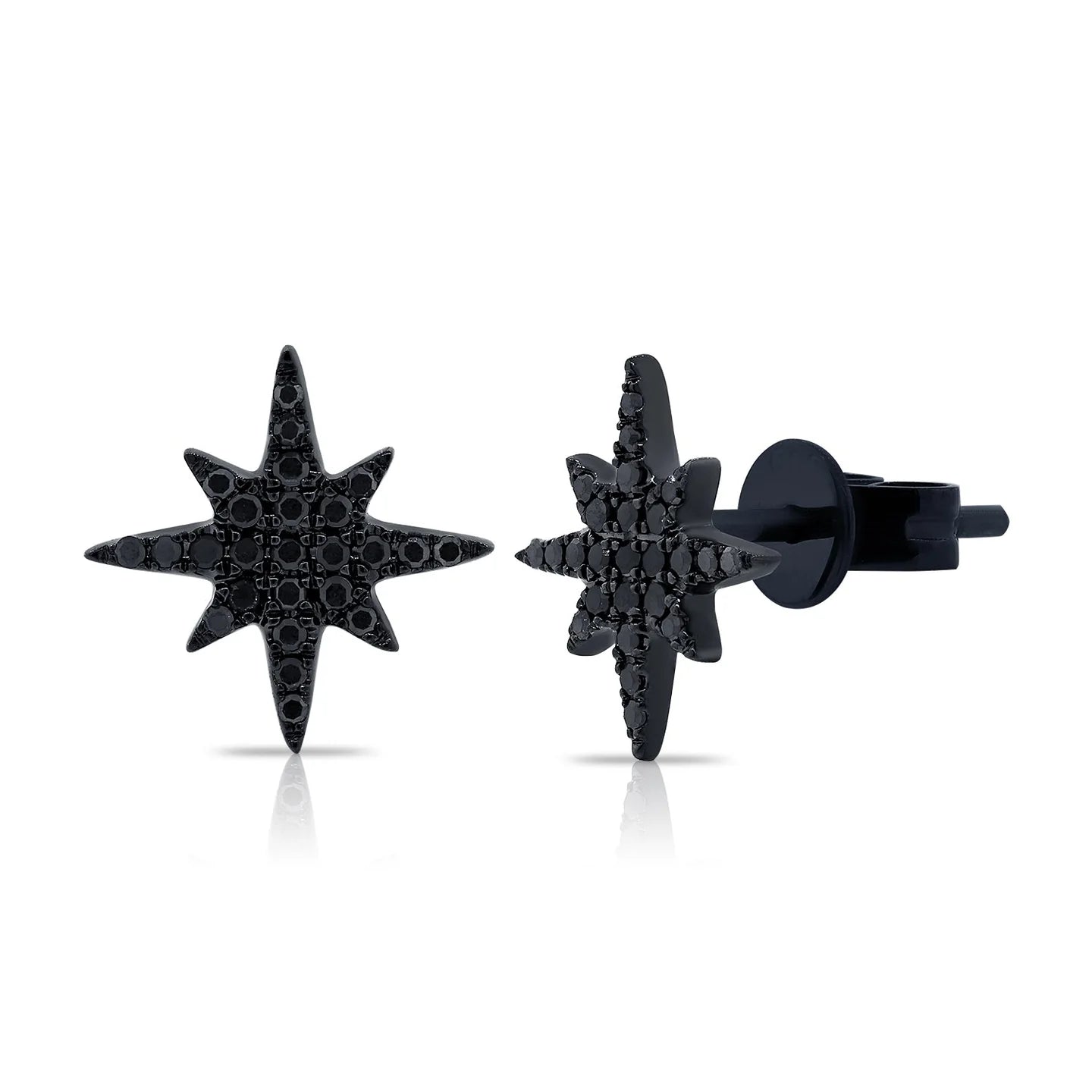 14k Gold & Diamond Star Burst Stud Earrings - 0.12ct