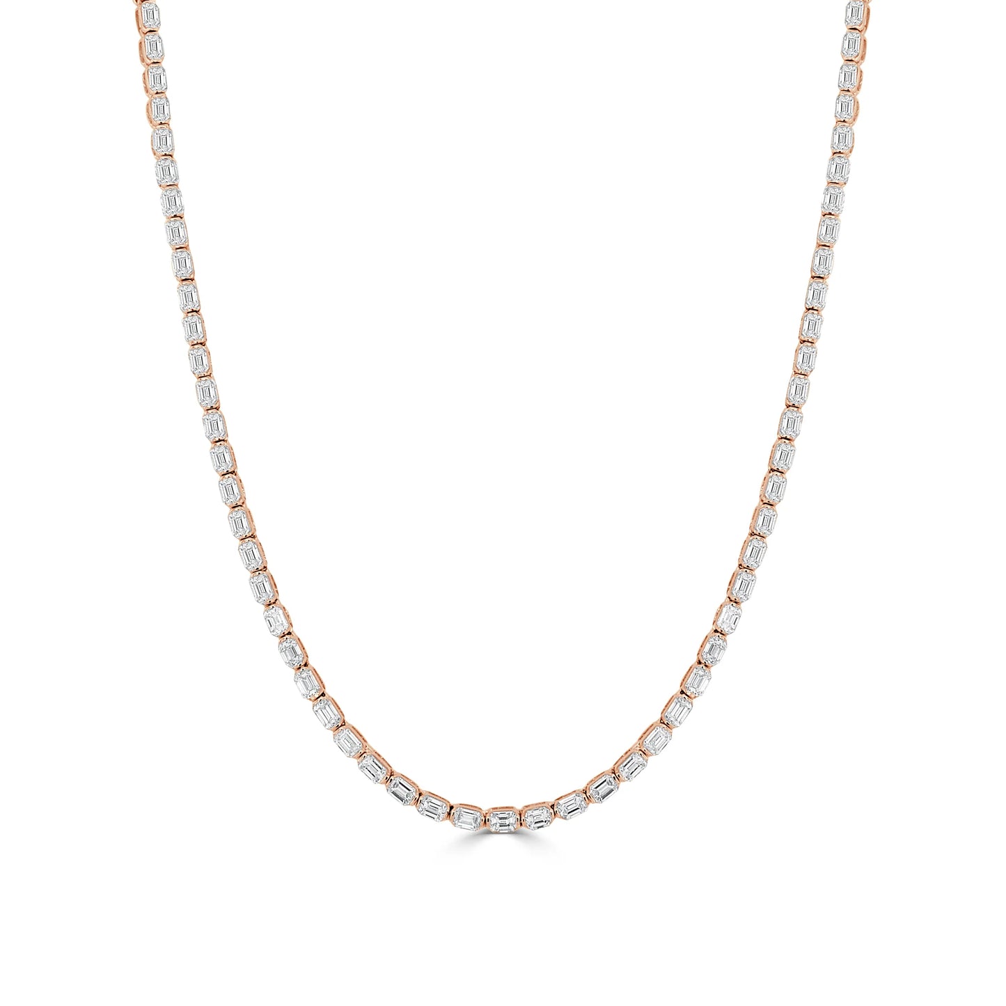 Emerald Cut Diamond Tennis Necklace