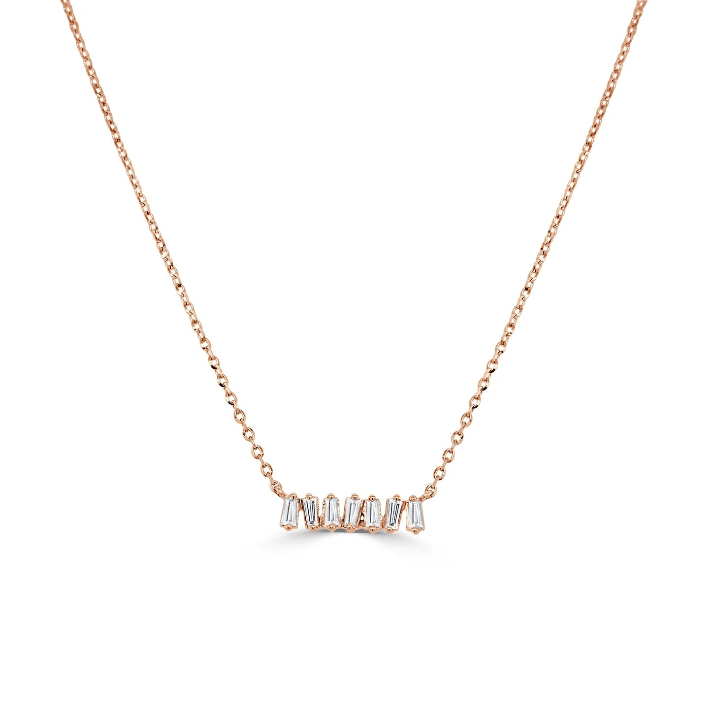 14K Gold & Baguette Diamond Bar Necklace - 0.14ct