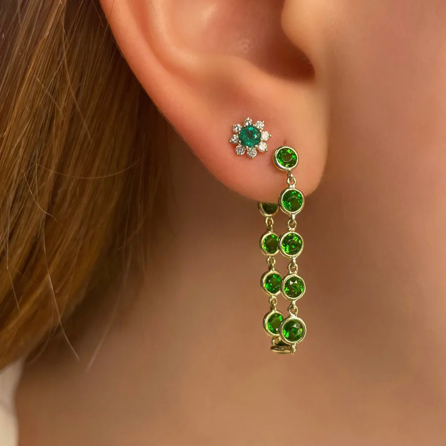 Bezel Set Chain Earring