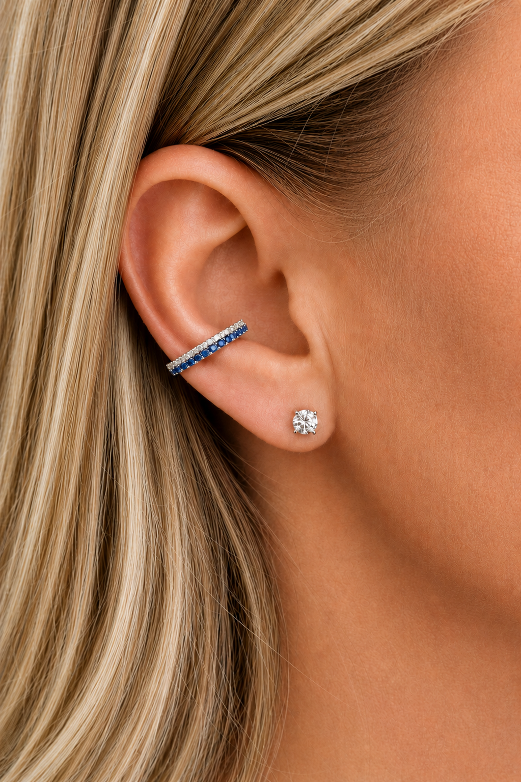 Blue Sapphire Gemma Double Ear Cuff