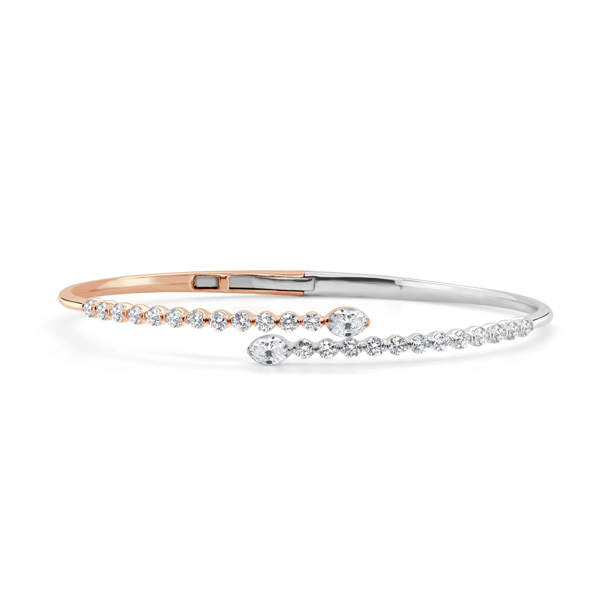 14K Gold Oval-Cut Diamond Bangle