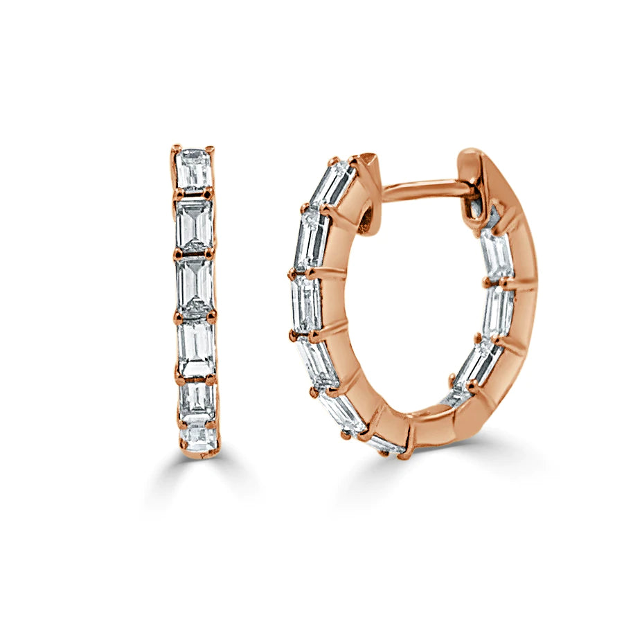 Baguette Diamond Huggie Earrings