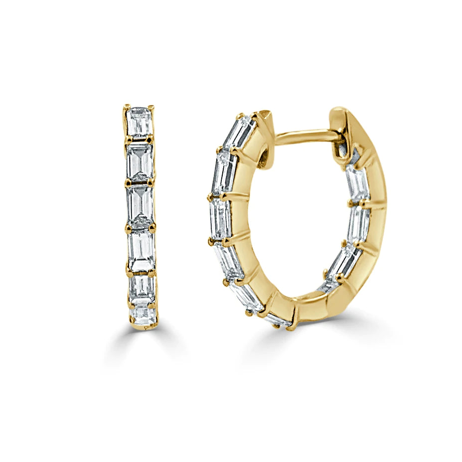 Baguette Diamond Huggie Earrings