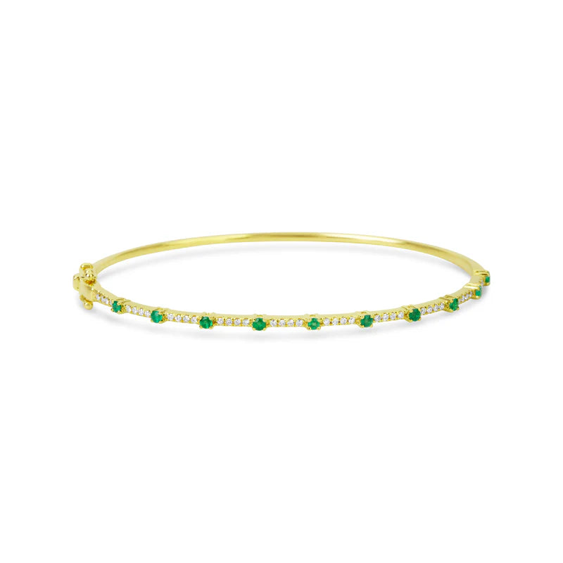 Yellow gold Scattered Emerald and Diamond Bracelet