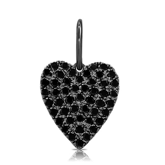 14k Gold & Black Diamond Heart Charm - 0.50ct