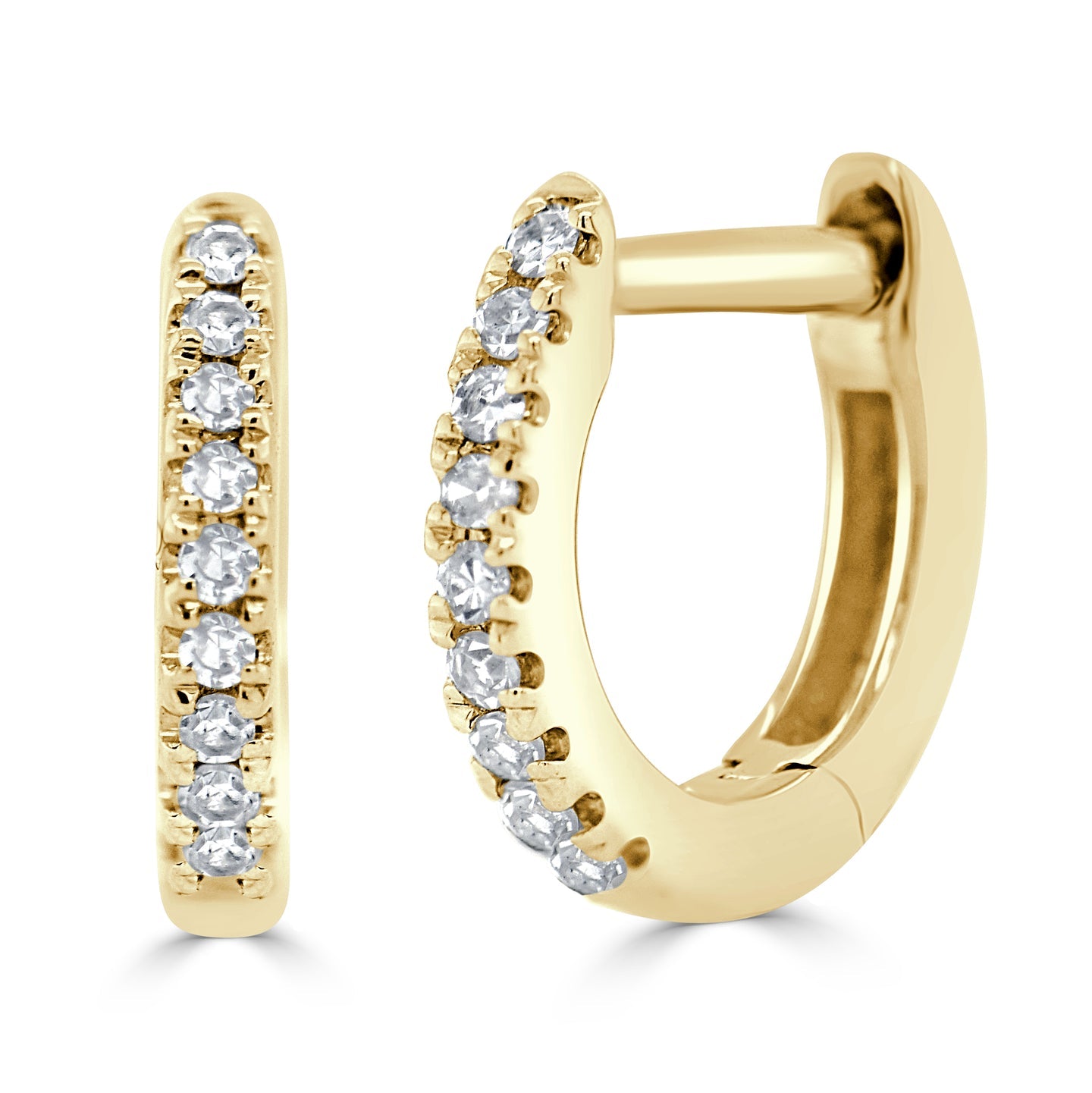 14k Gold & Diamond Huggie Earrings