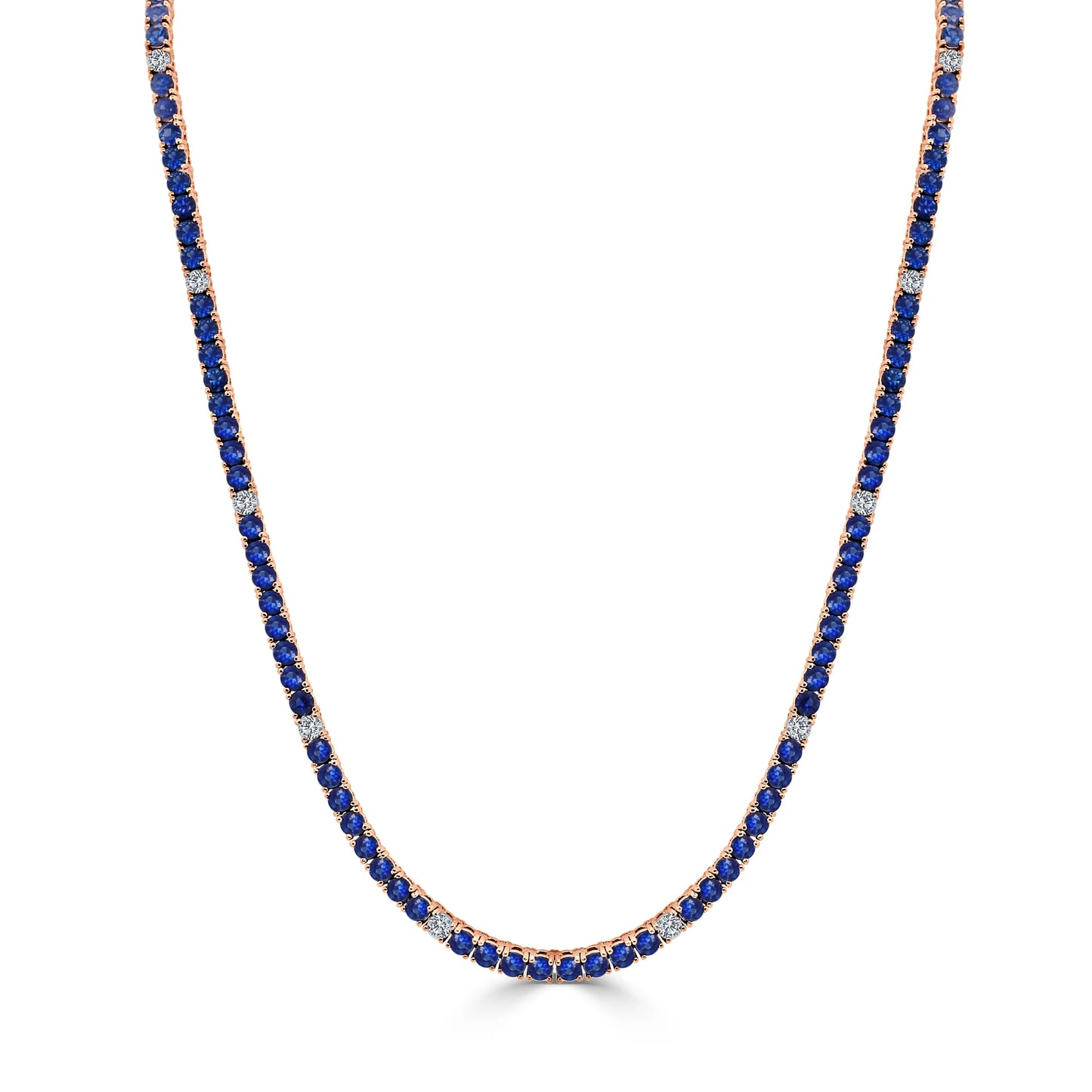 Blue Sapphire Diamond Tennis Necklace