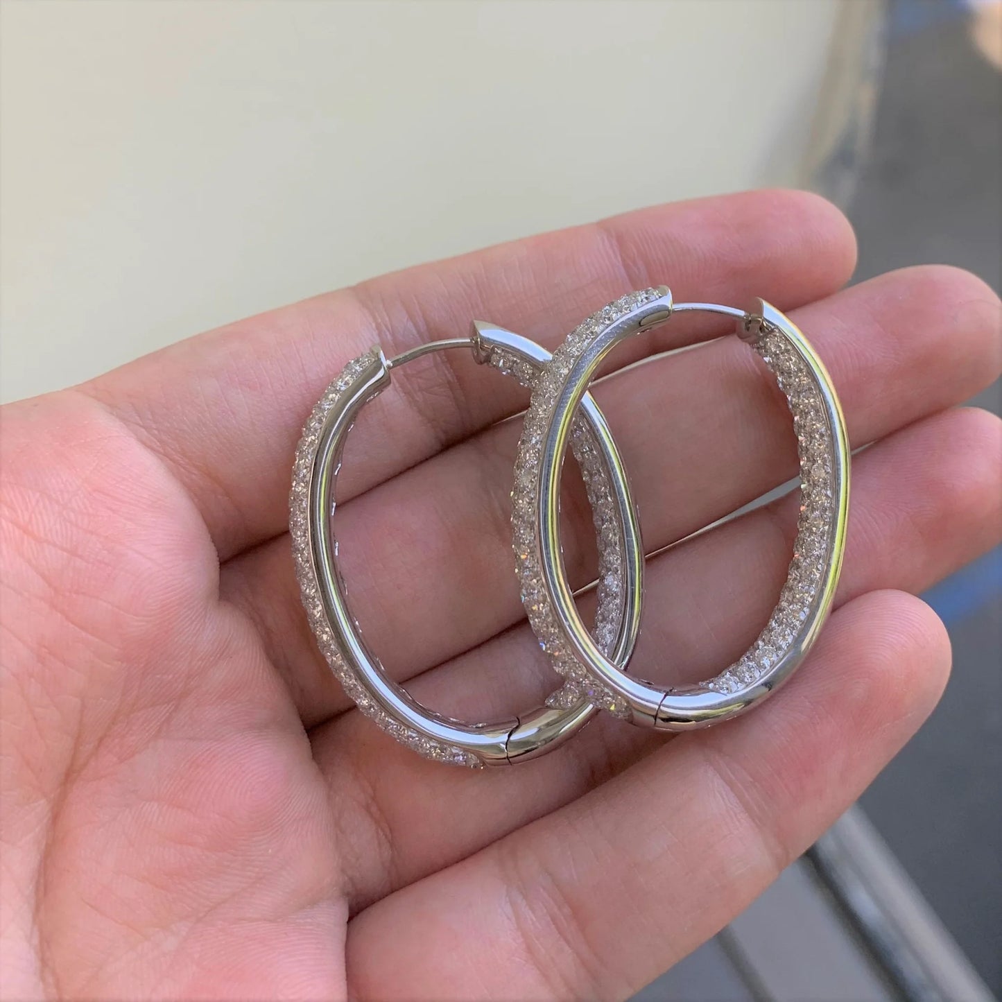 Pave Diamond Hoops