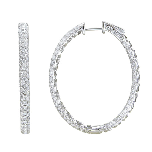 Oval Diamond Hoop Earrings