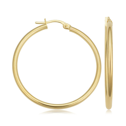 14k Gold Tube Hoop Earrings