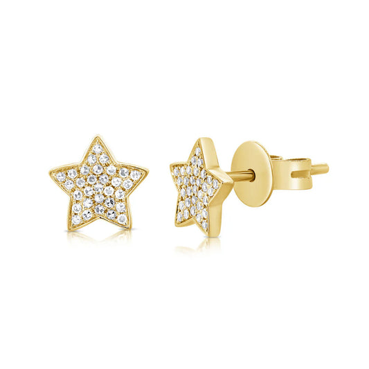 14k Gold & Diamond Star Earrings - 0.12ct