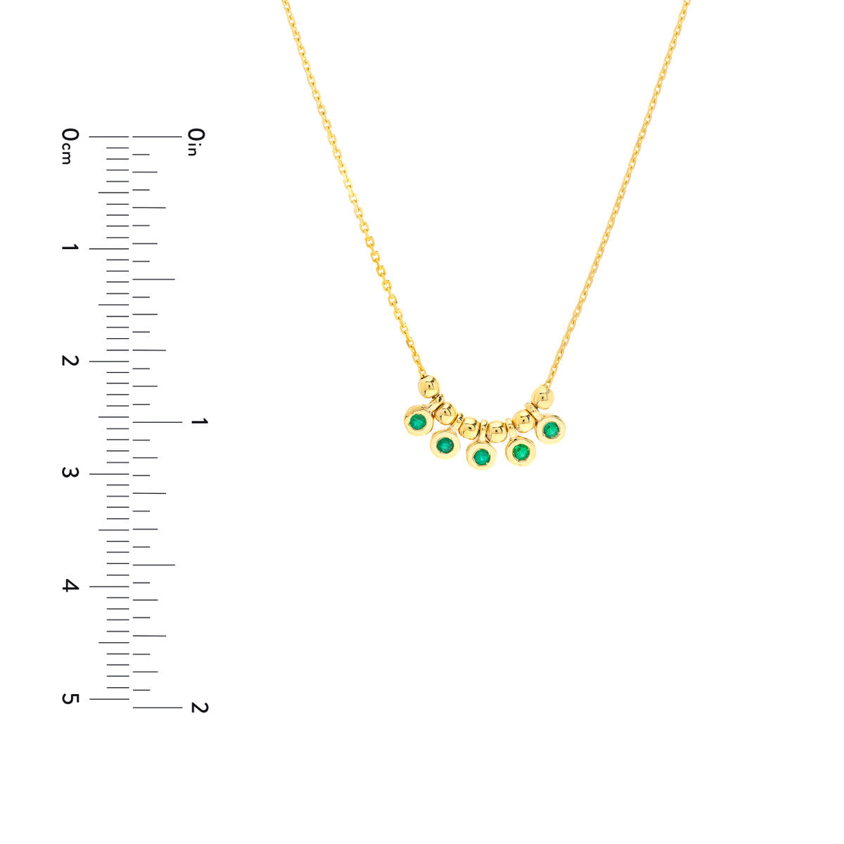 Mini Emerald Bezel and Bead Station Necklace