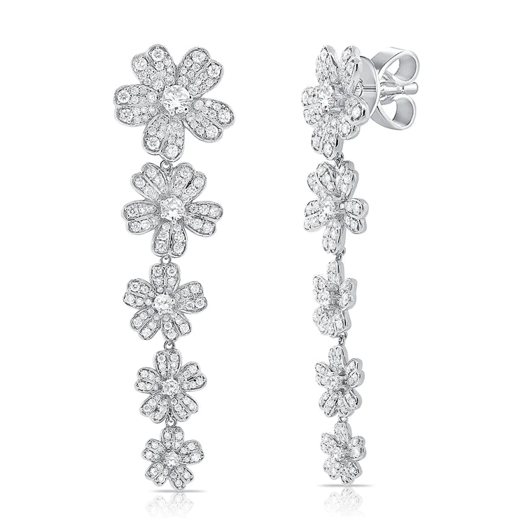 Flower Drop Diamond Earrings