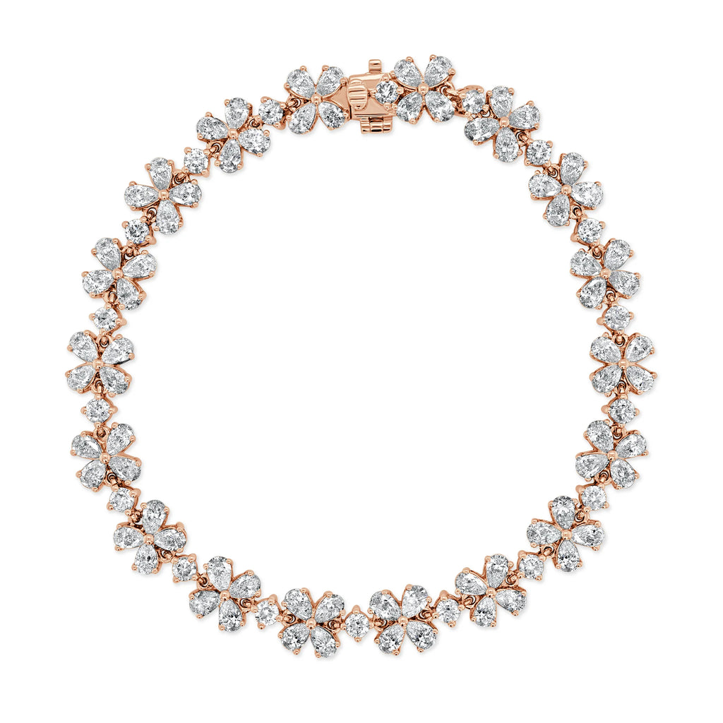 Pear-Shaped Diamond Flower Bracelet