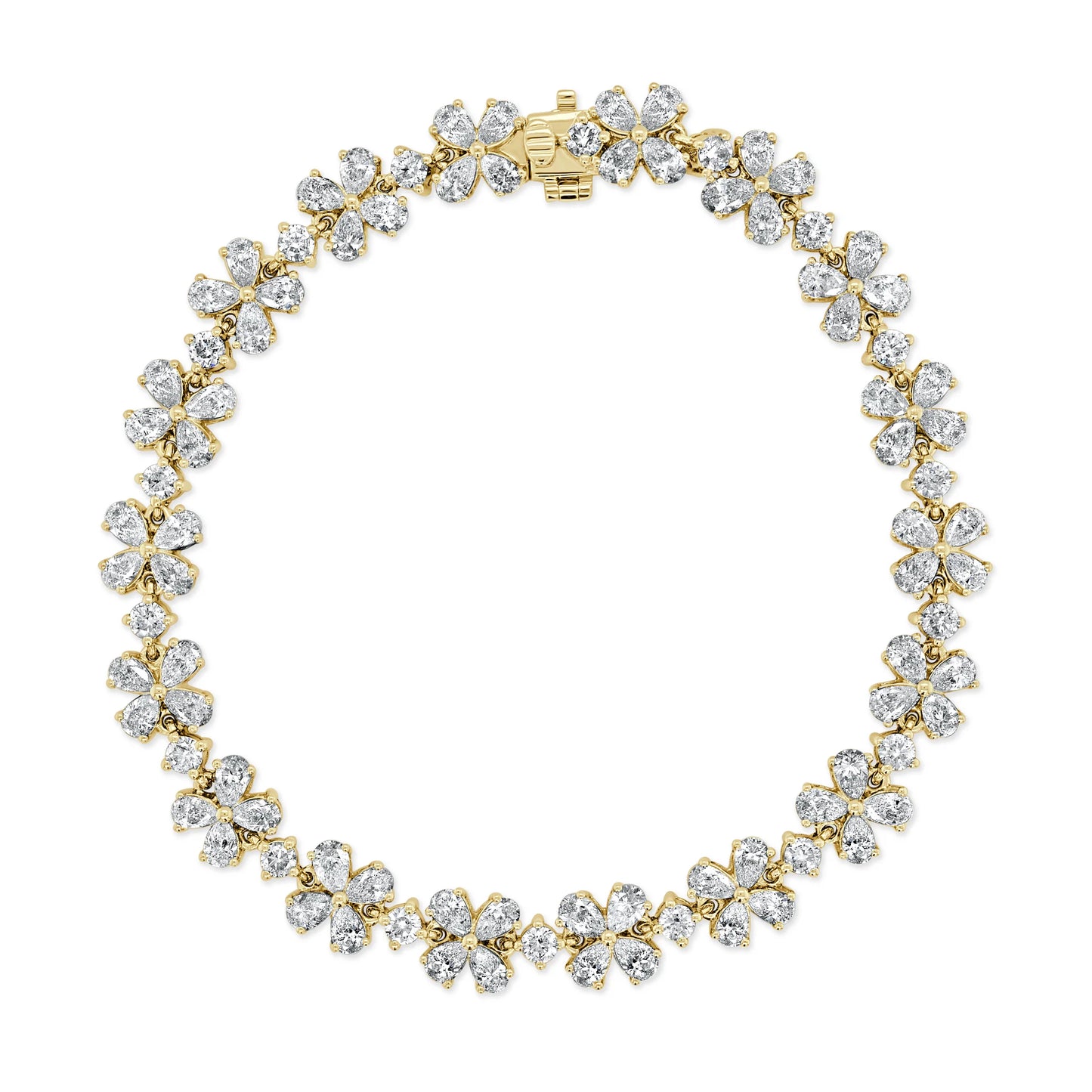 Pear-Shaped Diamond Flower Bracelet