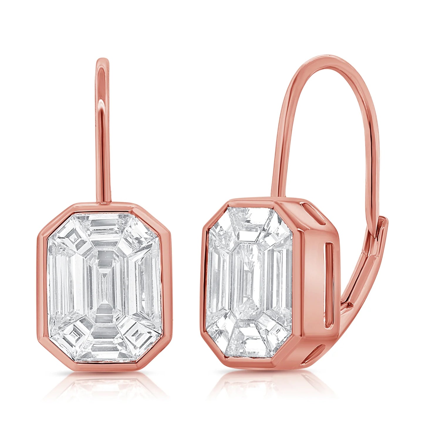 Emerald Cut Diamond Drop Earrings