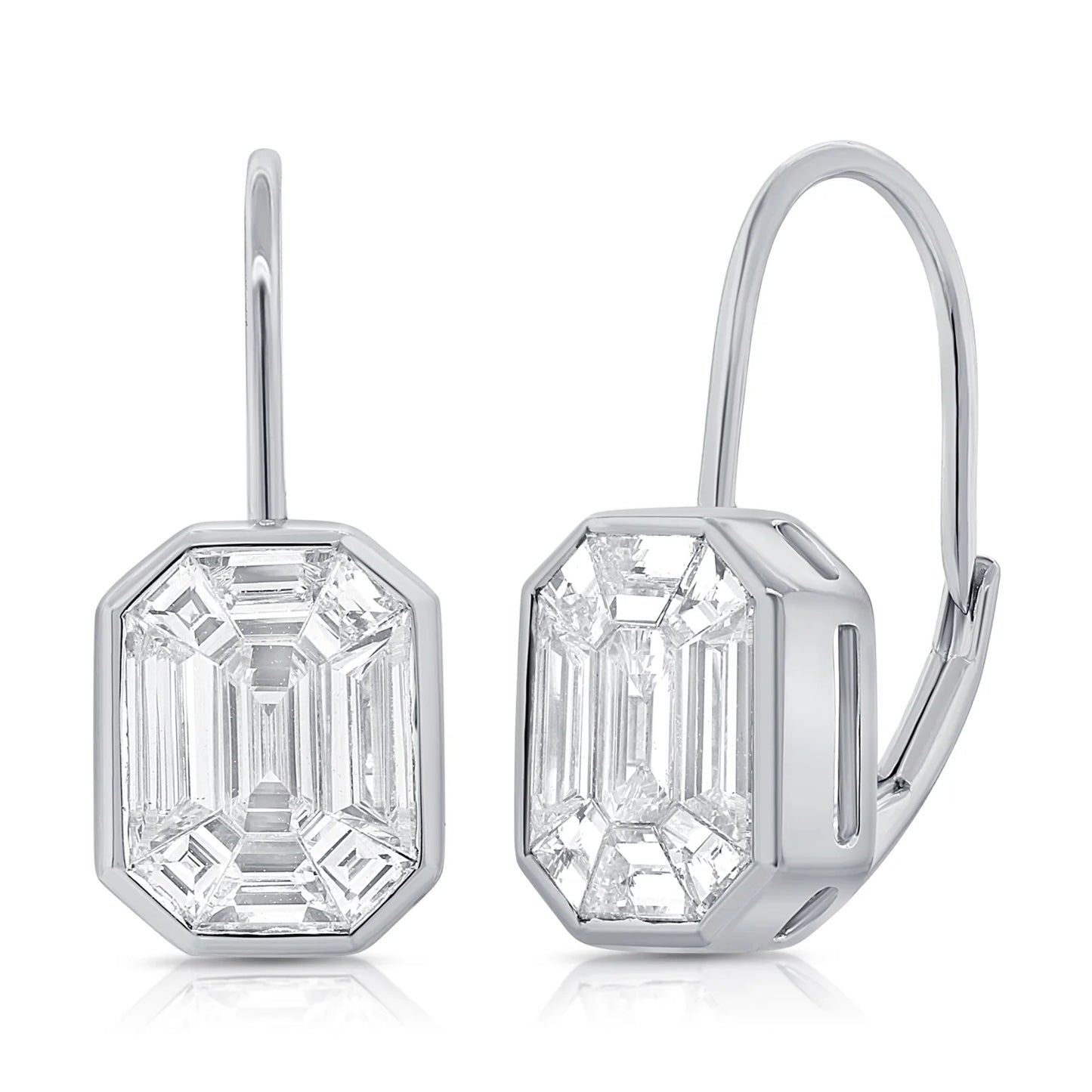 Emerald Cut Diamond Drop Earrings