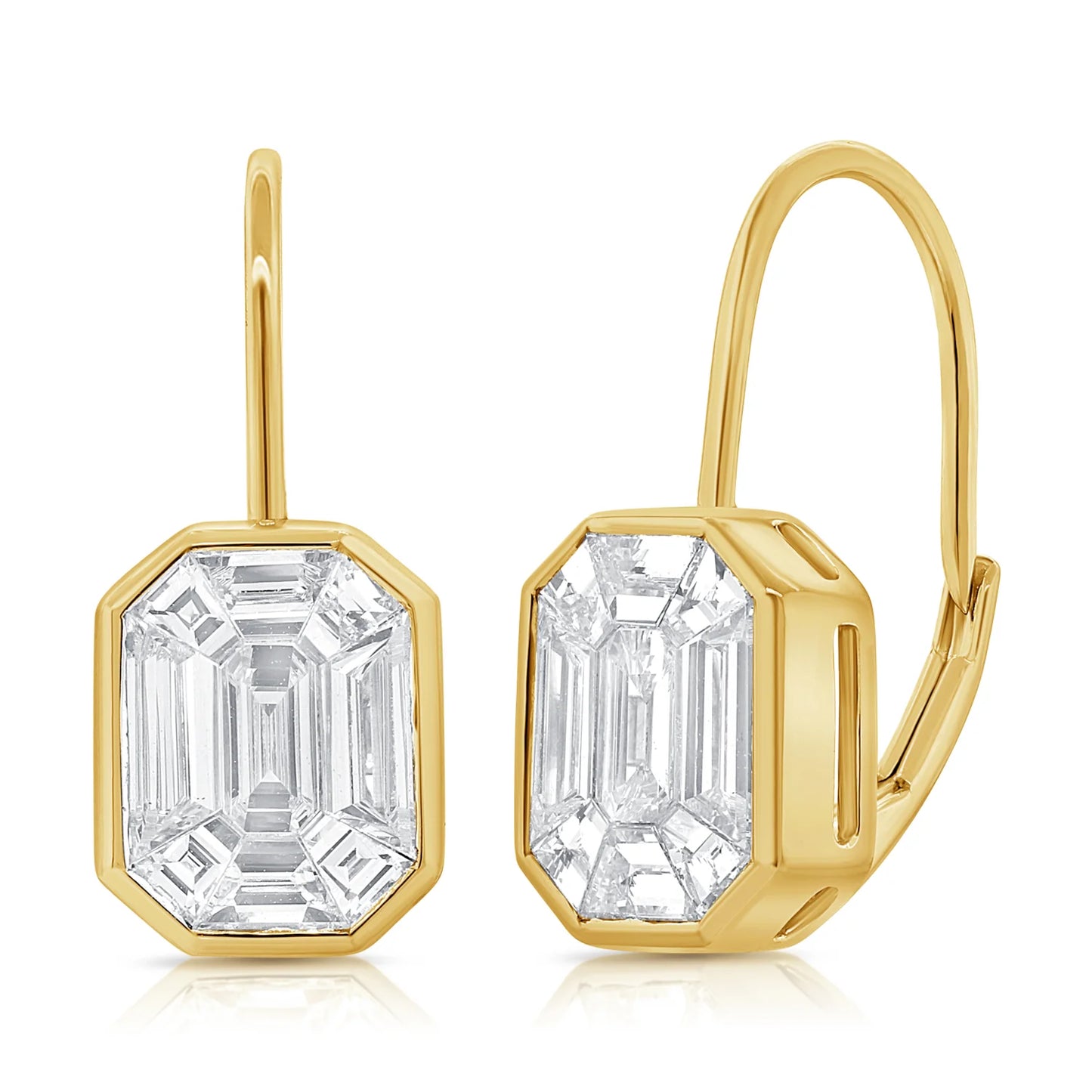 Emerald Cut Diamond Drop Earrings