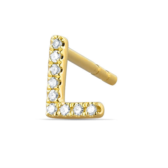 14k Gold & Diamond Initial Stud Earring