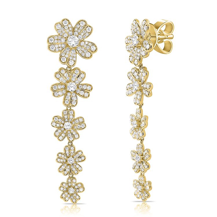 Flower Drop Diamond Earrings
