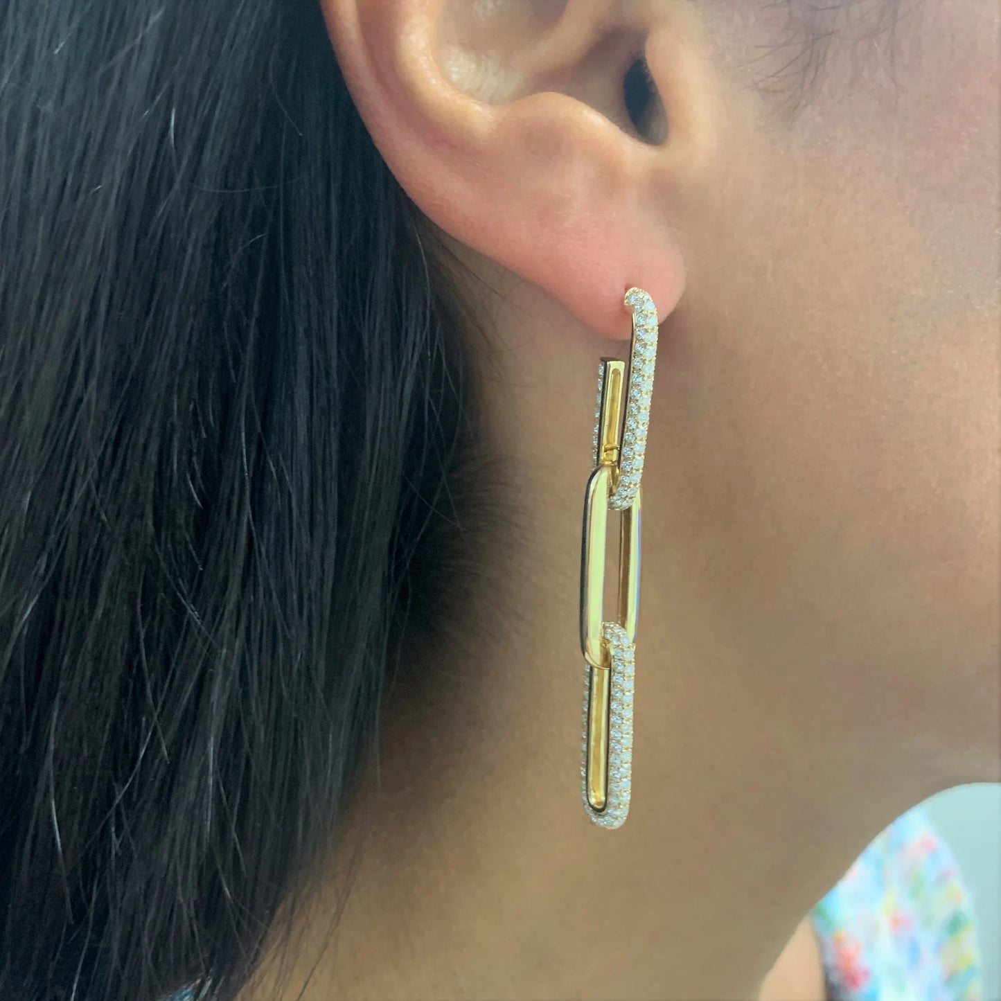 Diamond Paperclip Earrings