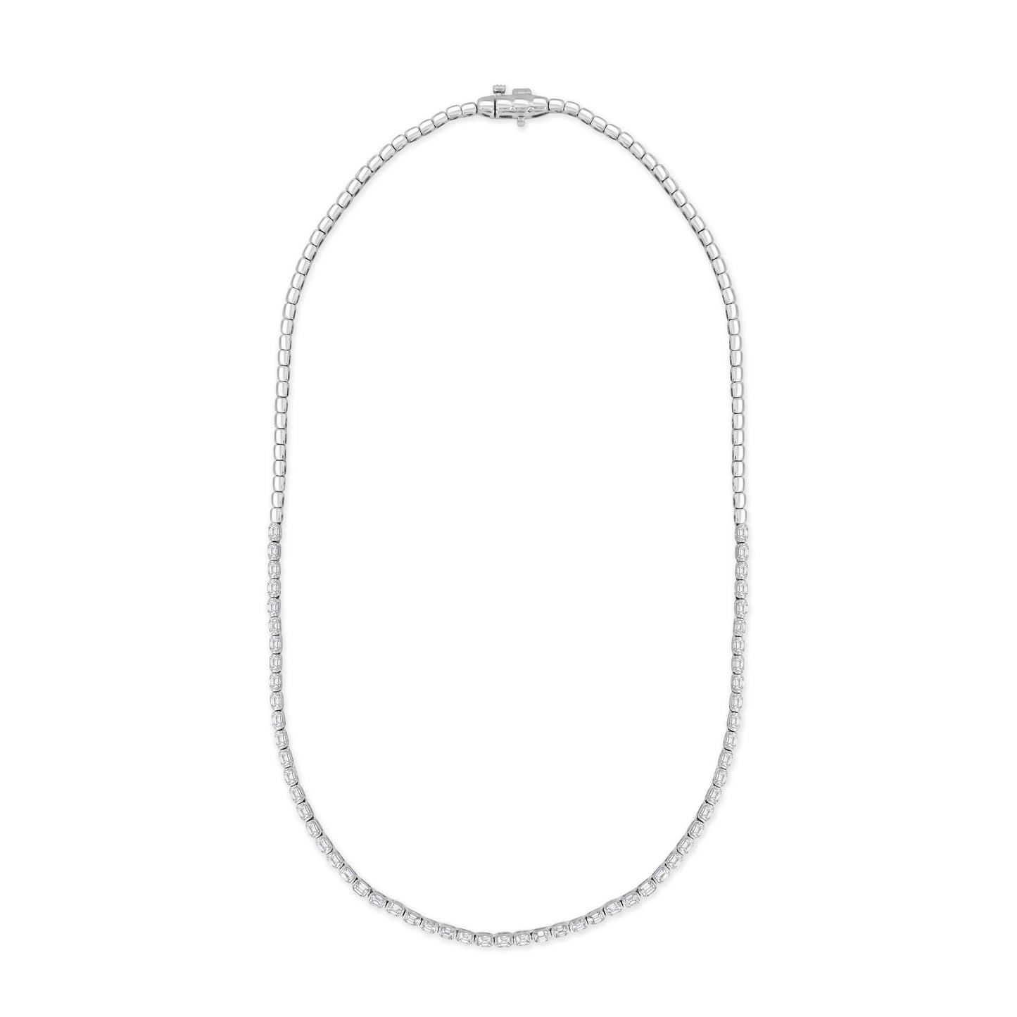 Emerald Cut Diamond Tennis Necklace