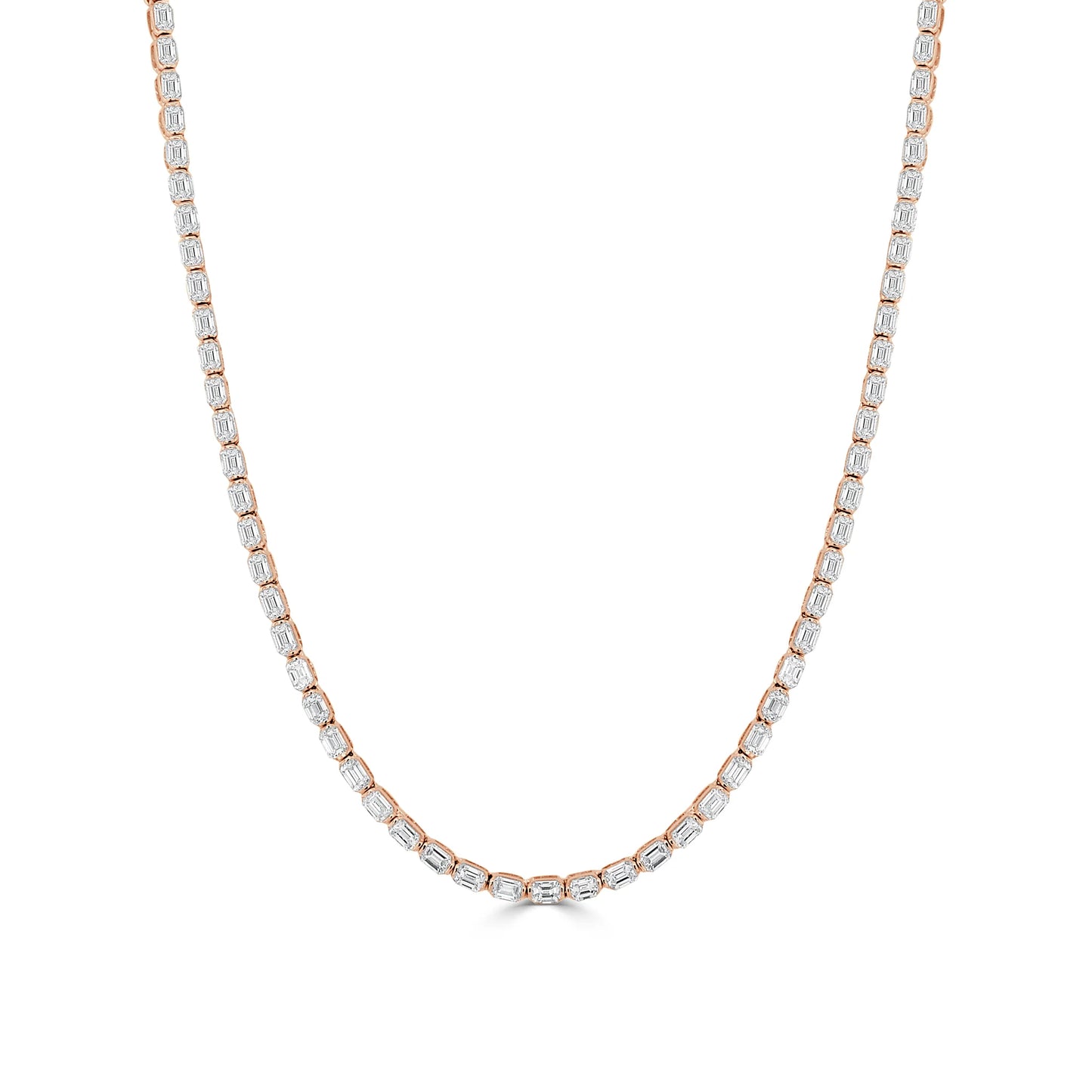 Emerald Cut Diamond Tennis Necklace