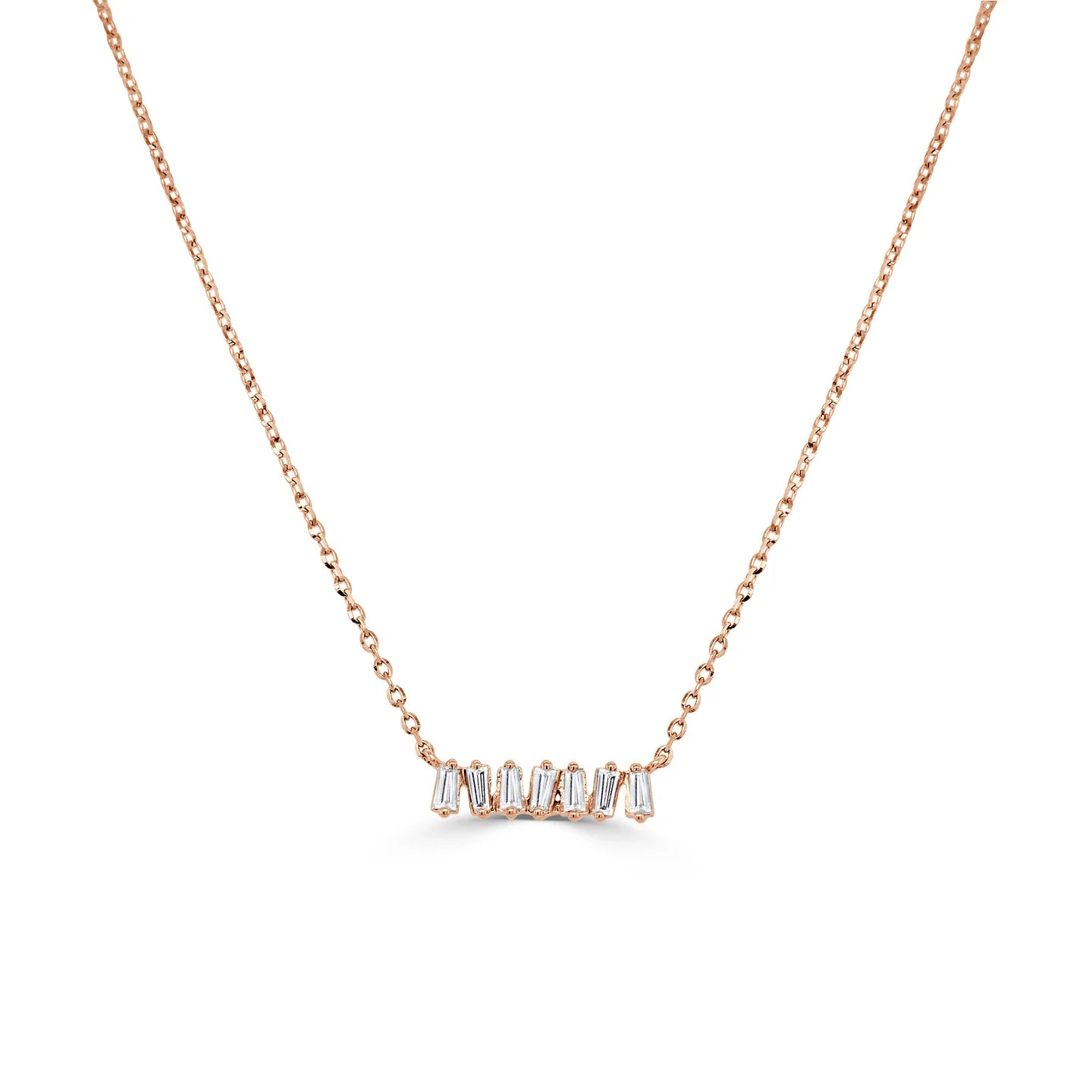 14K Gold & Baguette Diamond Bar Necklace - 0.14ct