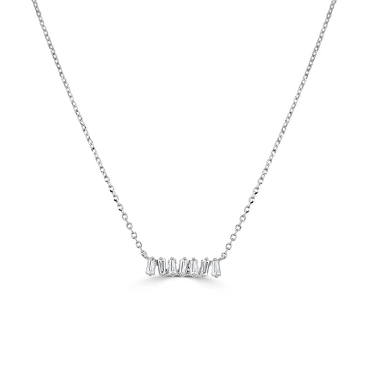 14K Gold & Baguette Diamond Bar Necklace - 0.14ct