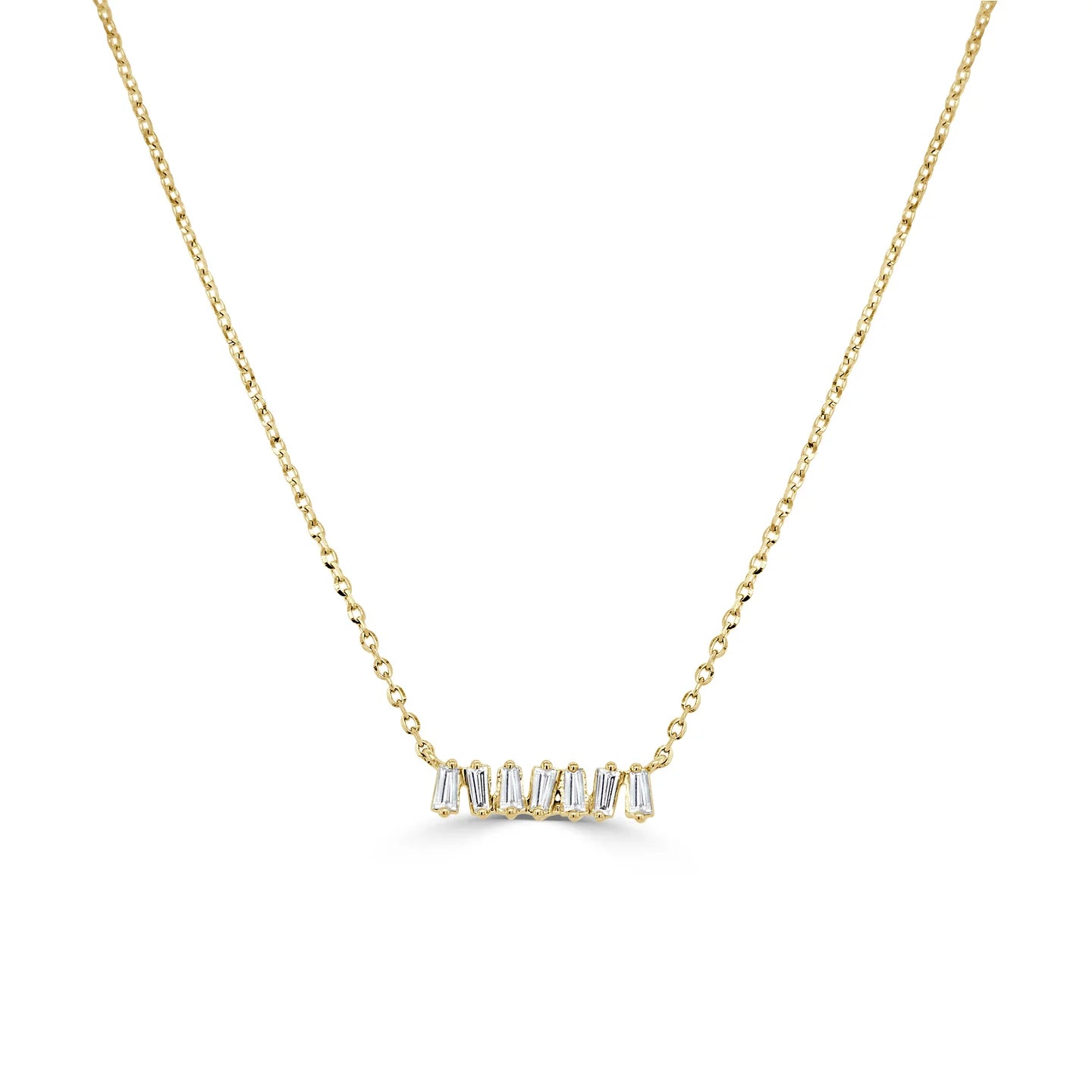 14K Gold & Baguette Diamond Bar Necklace - 0.14ct