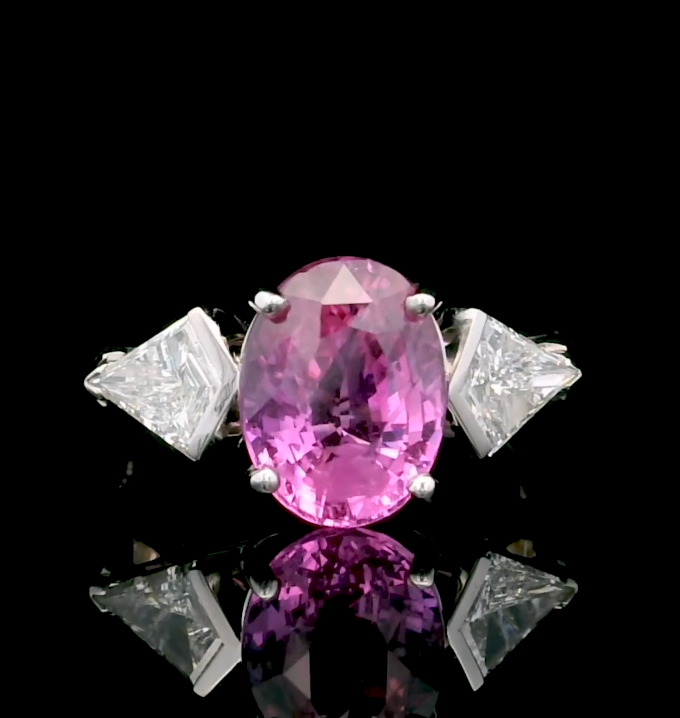 Vivid Pink Sapphire Diamond Ring