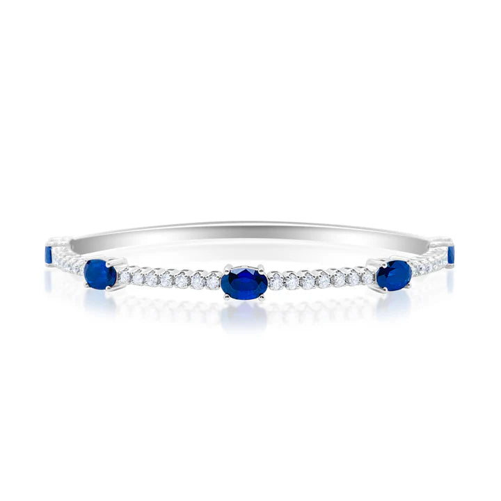 White Gold Blue Sapphire Bangle