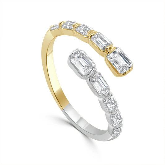 Emerald Cut Diamond Bypass Ring