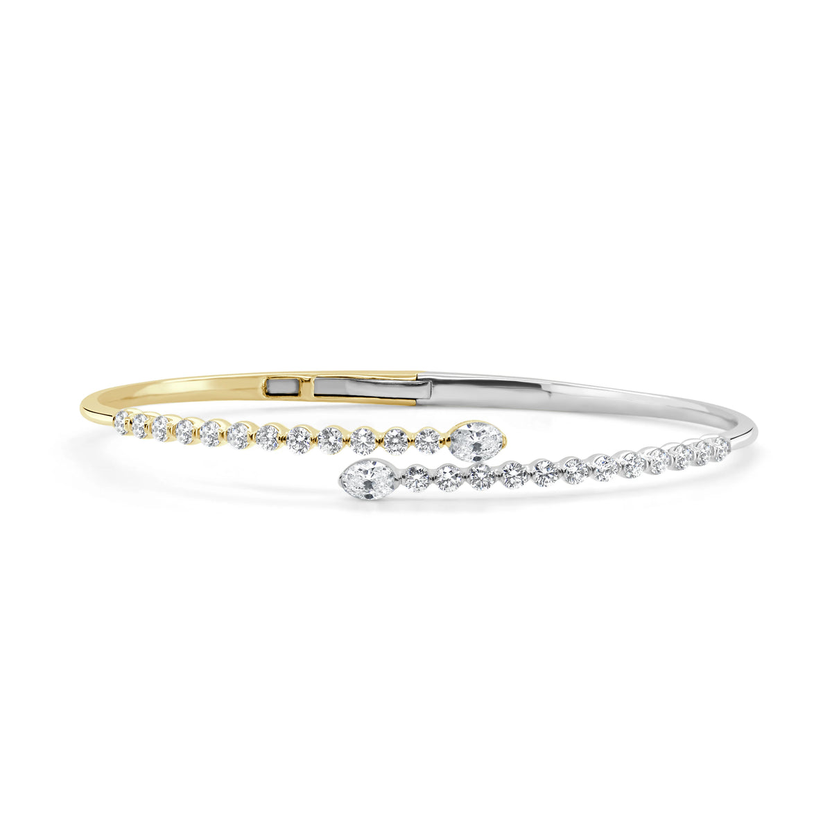 14K Gold Oval-Cut Diamond Bangle