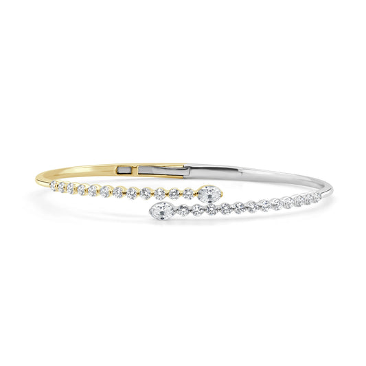 14K Gold Oval-Cut Diamond Bangle