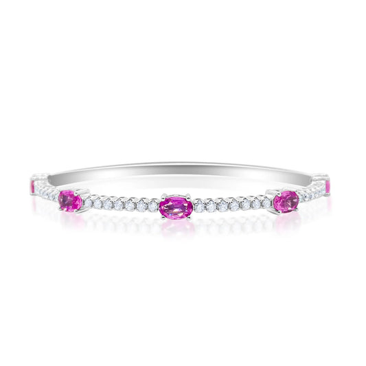 Pink Sapphire and Diamond Bangle