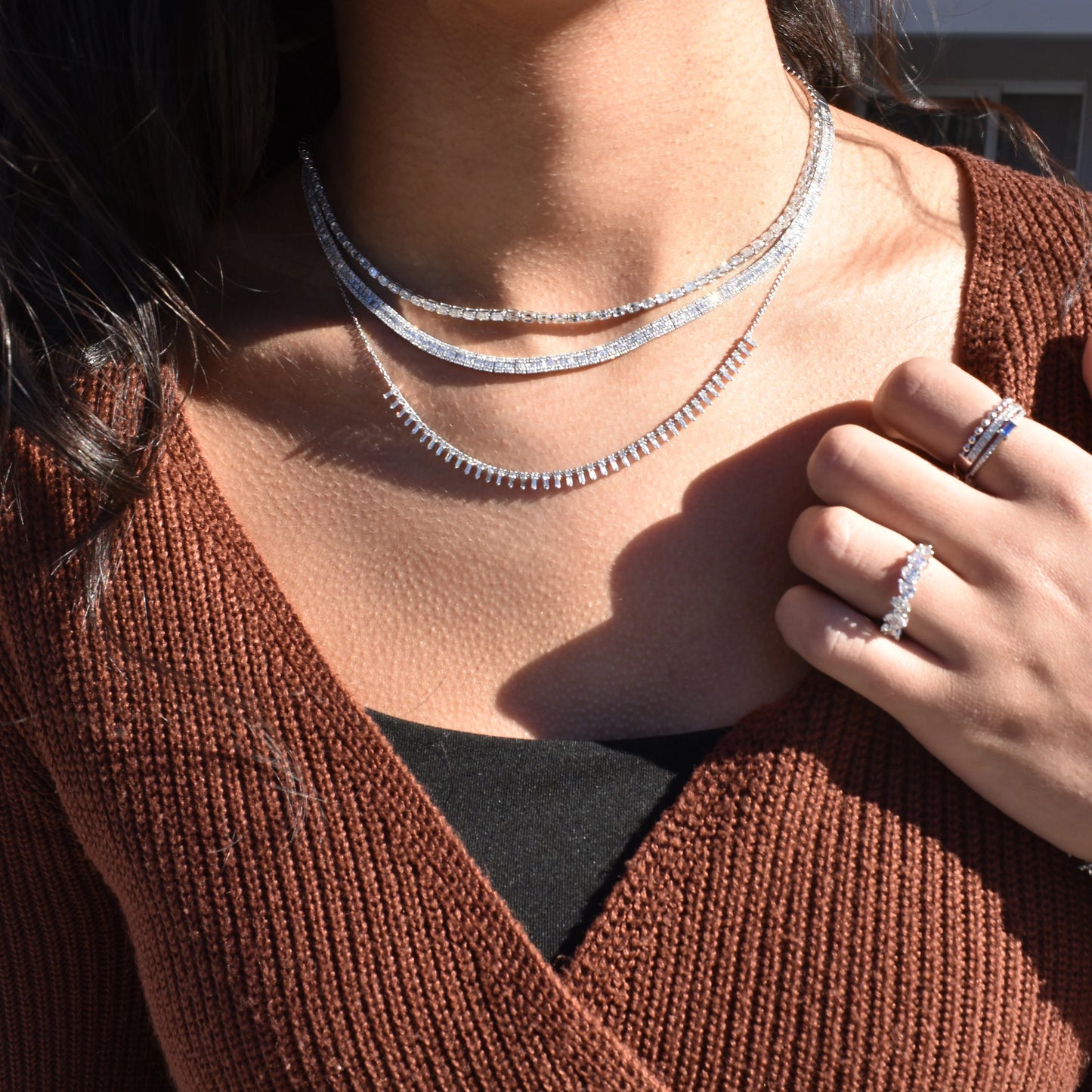 Emerald Cut Diamond Tennis Necklace