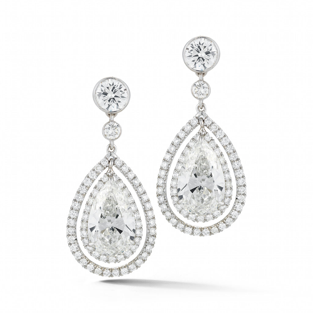 Olivia Pear Halo Dangling Earrings