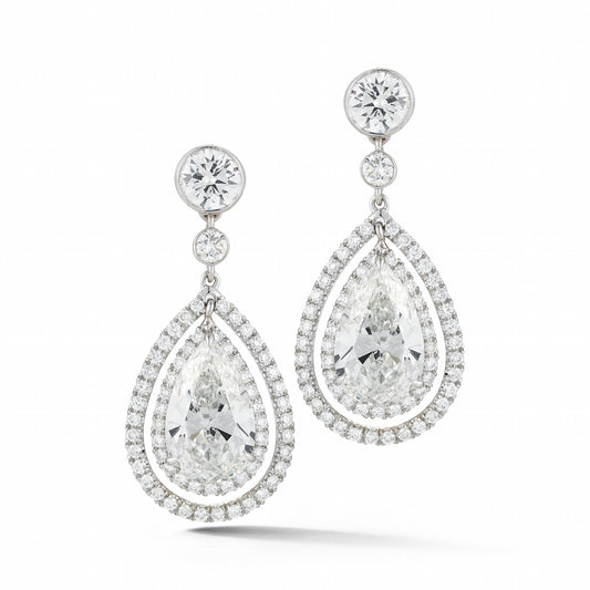 Olivia Pear Halo Dangling Earrings