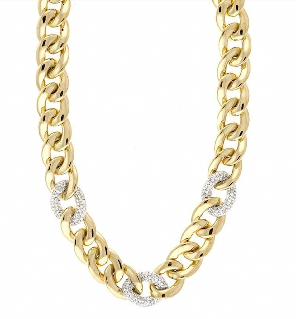 Two Tone Diamond Link Cuban Necklace