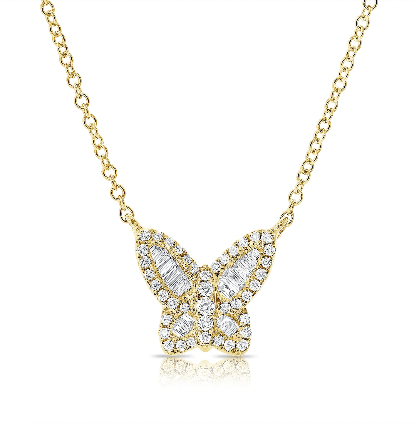 Baguette Diamond Butterfly Necklace