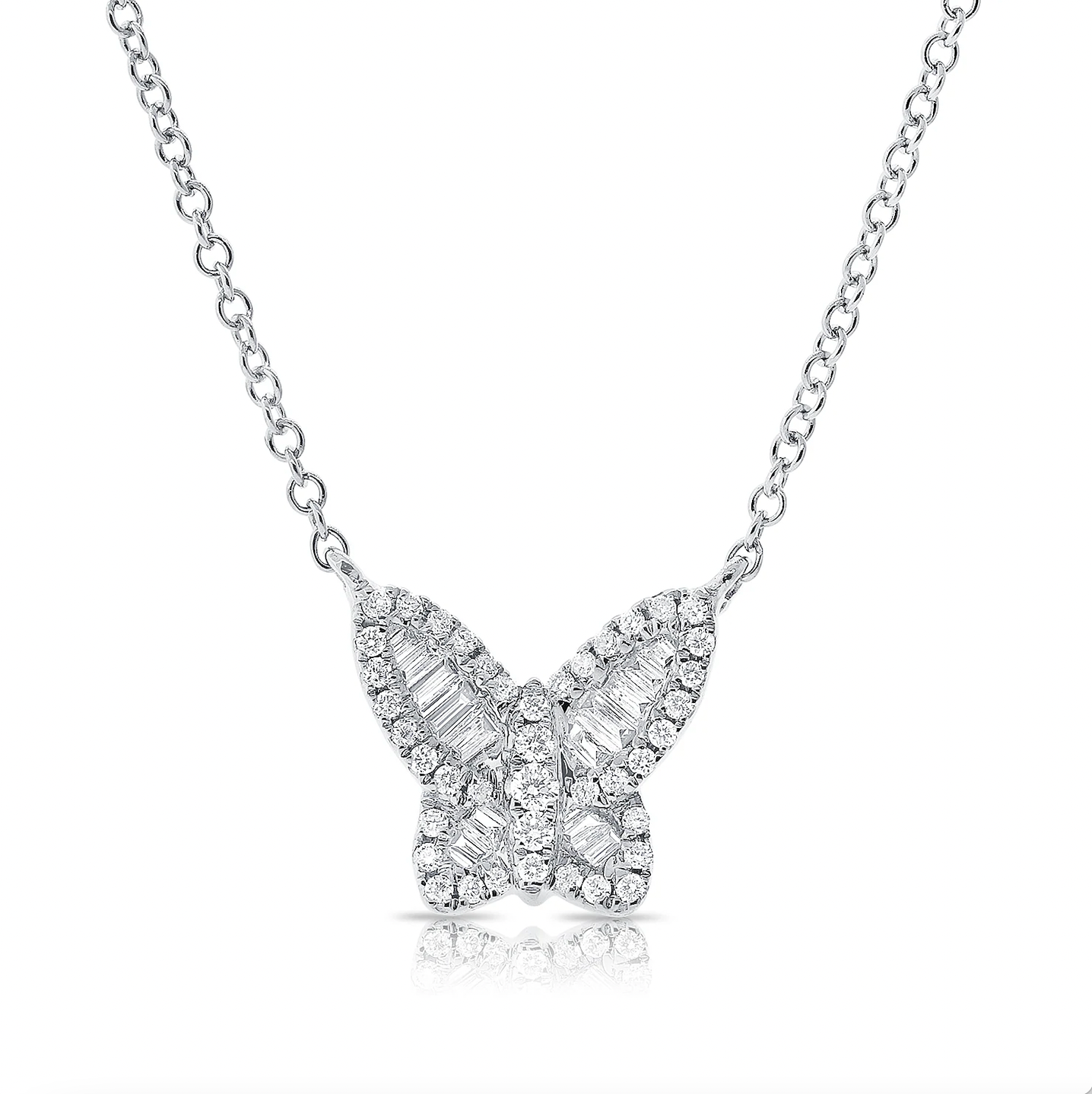 Baguette Diamond Butterfly Necklace