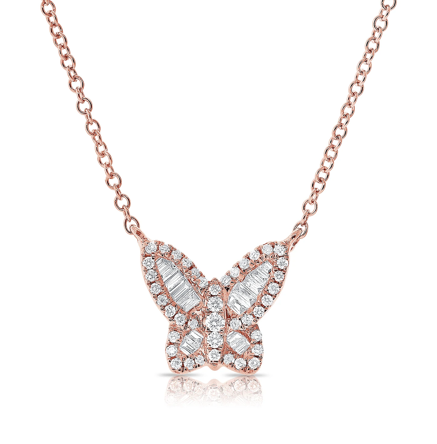 Baguette Diamond Butterfly Necklace