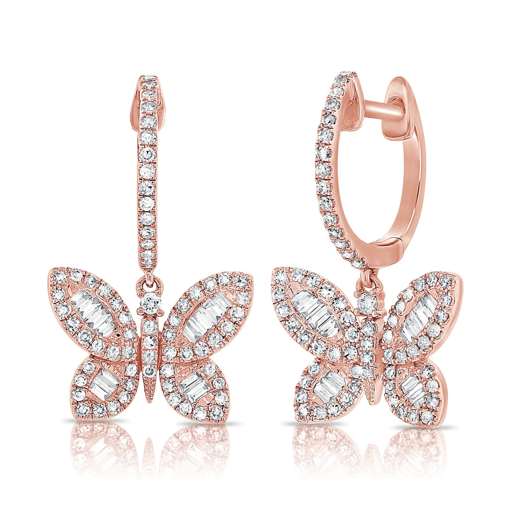 Butterfly Baguette Diamond Earrings